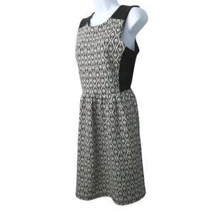 Madewell by J Crew Jacquard Dress Size S Knit Black White Diamond Fit Flare